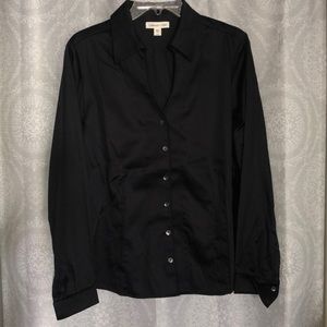Like new black Coldwater Creek sateen long-sleeve blouse. Size L